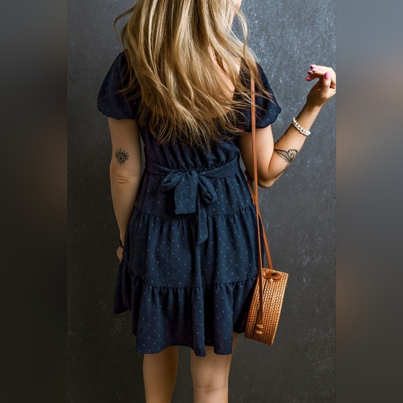 Swiss Dot Short Sleeve Mini Dress - Picture 4 of 6